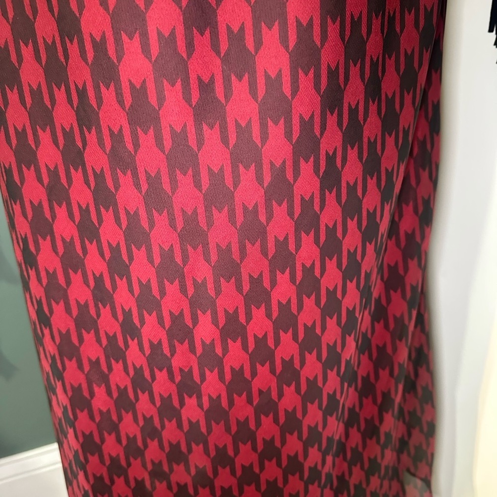 Cato Red Black Sheer Houndstooth Maxi Skirt Medium - Picture 5 of 5